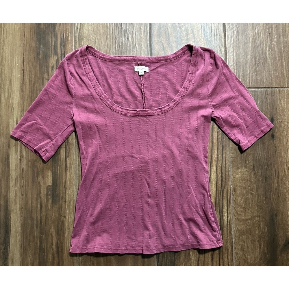 Pilcro Anthropology Peplum 1/2 Sleeve‎ Maroon Purple Top Sz Small Preppy Casual
